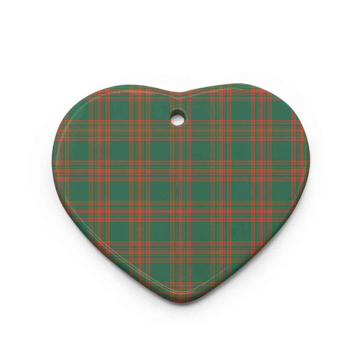 Scottish Menzies Green Ancient Clan Tartan Ceramic Ornament Heart Shape Tartan Plaid