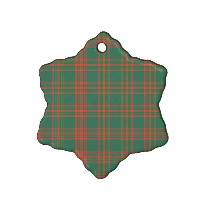 Scottish Menzies Green Ancient Clan Tartan Ceramic Ornament Snow Flake Shape Tartan Plaid