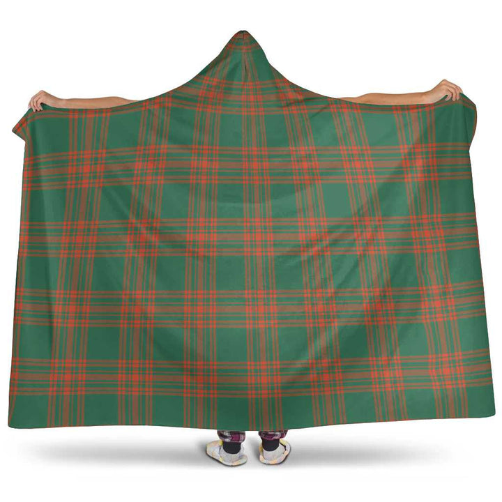 Scottish Menzies Green Ancient Clan Tartan Hooded Blanket Tartan Plaid 1
