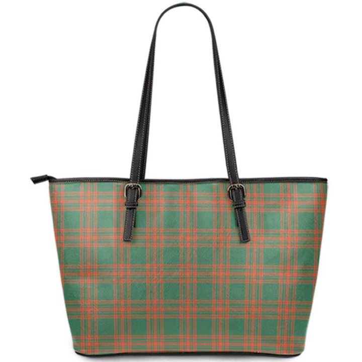 Scottish Menzies Green Ancient Clan Tartan Leather Tote Tartan Plaid