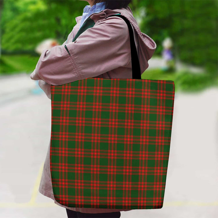 Scottish Menzies Green Modern Clan Tartan Canvas Bag With Shoulder Strap Tartan Plaid 2