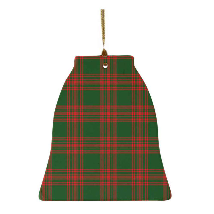 Scottish Menzies Green Modern Clan Tartan Ceramic Ornament Bell Shape Tartan Plaid
