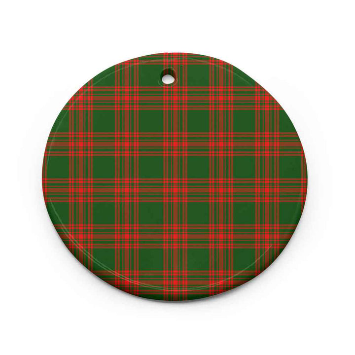 Scottish Menzies Green Modern Clan Tartan Ceramic Ornament Circle Shape Tartan Plaid