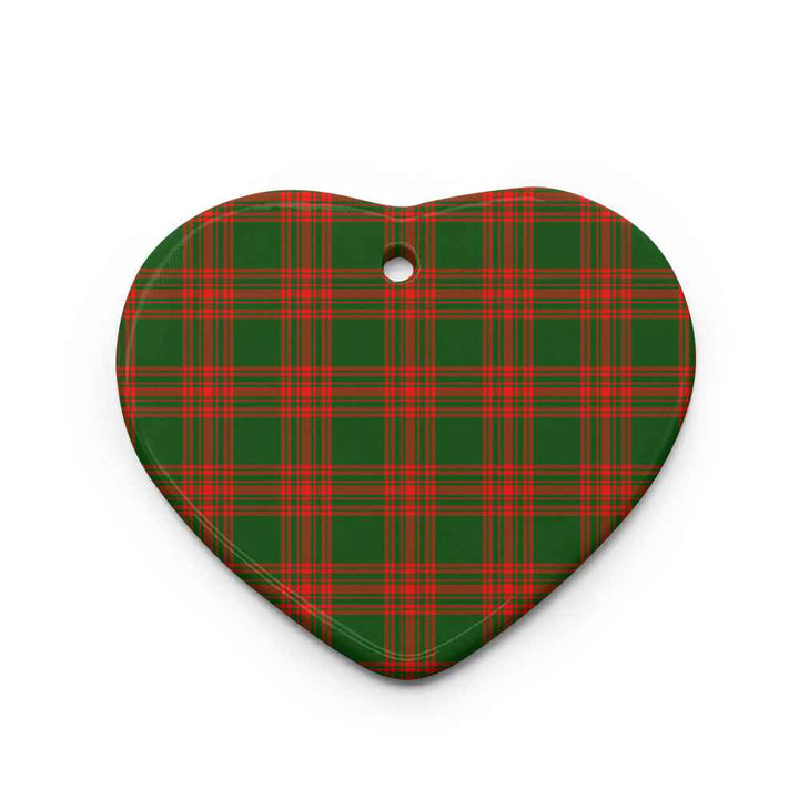 Scottish Menzies Green Modern Clan Tartan Ceramic Ornament Heart Shape Tartan Plaid