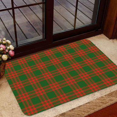 Scottish Menzies Green Modern Clan Tartan Door Mat Tartan Plaid 1