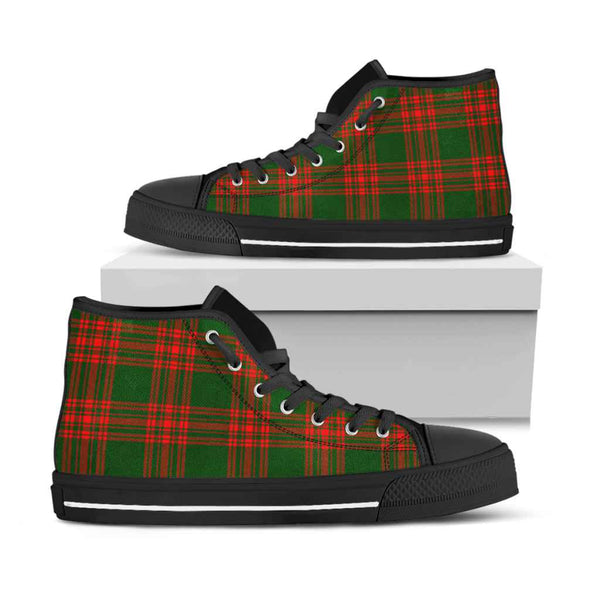 Scottish Menzies Green Modern Clan Tartan High Top Shoes Black Sole Tartan Plaid
