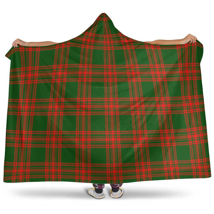 Scottish Menzies Green Modern Clan Tartan Hooded Blanket Tartan Plaid 1