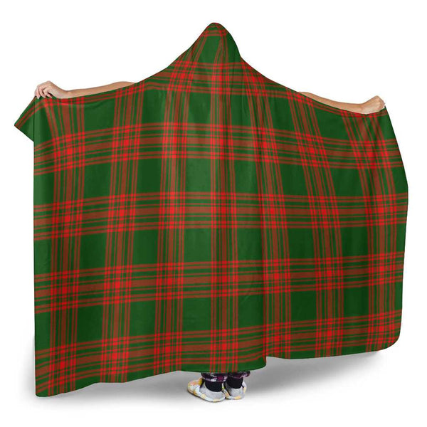 Scottish Menzies Green Modern Clan Tartan Hooded Blanket Tartan Plaid 2