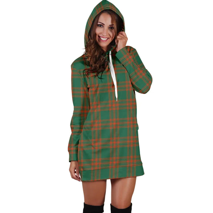Scottish Menzies Green Modern Clan Tartan Hoodie Dress