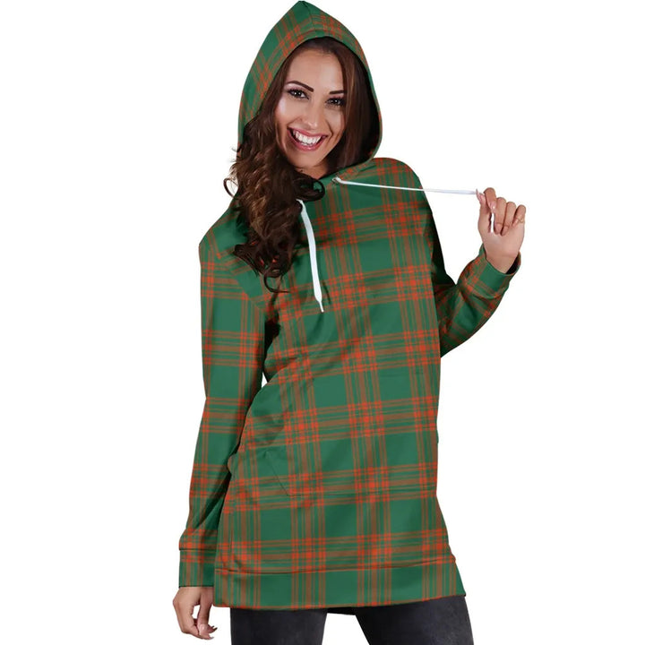 Scottish Menzies Green Modern Clan Tartan Hoodie Dress
