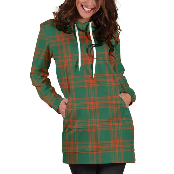 Scottish Menzies Green Modern Clan Tartan Hoodie Dress