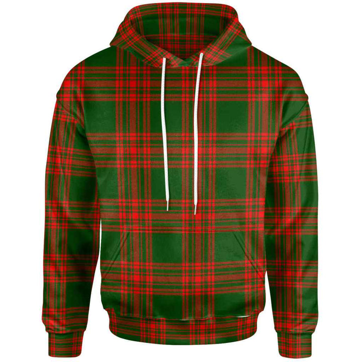 Scottish Menzies Green Modern Clan Tartan Hoodie Front Side Tartan Plaid