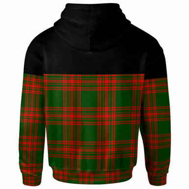 Scottish Menzies Green Modern Clan Tartan Hoodie - Horizontal Style Back Side Tartan Plaid