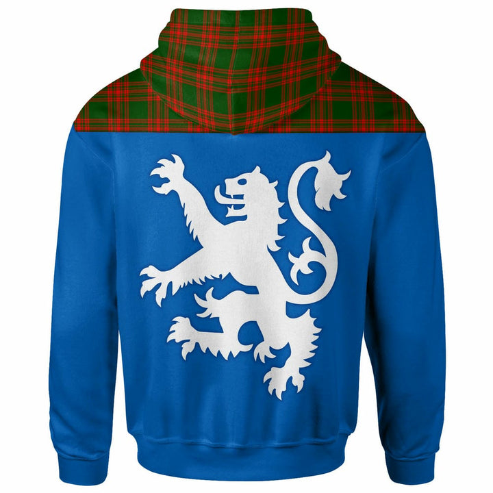 Scottish Menzies Green Modern Clan Tartan Hoodie - Lion Rampant of Scotland With Flag back Side Tartan Plaid