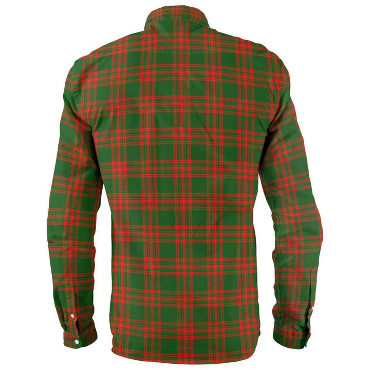Scottish Menzies Green Modern Clan Tartan Long Sleeve Shirt Back Side Tartan Plaid