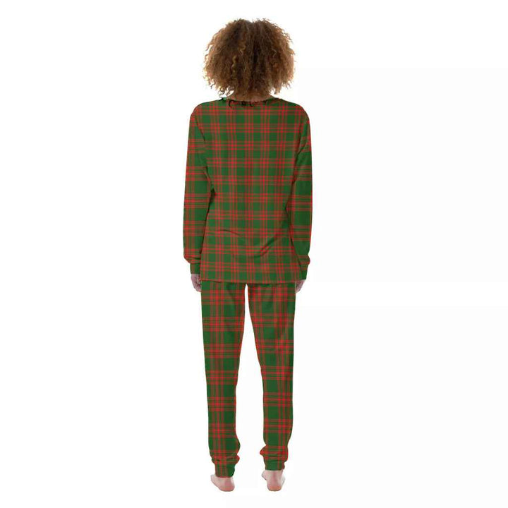 Scottish Menzies Green Modern Clan Tartan Pajama Set Women Back Side Tartan Plaid