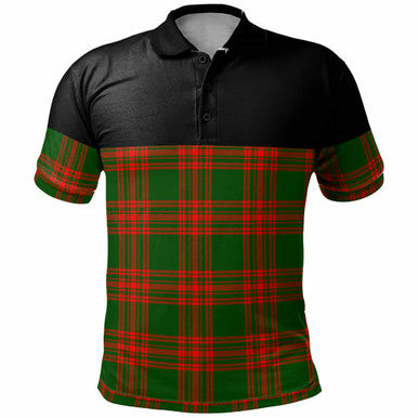 Scottish Menzies Green Modern Clan Tartan Polo Shirt - Horizontal Style Front Side Tartan Plaid