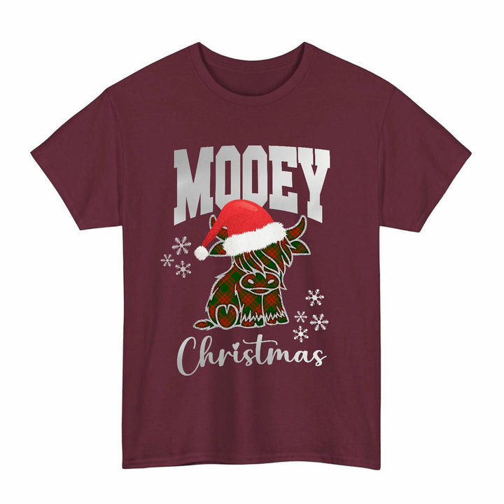Scottish Menzies Green Modern Clan Tartan T-Shirt - Mooey Christmas Tartan Plaid Maroon Color