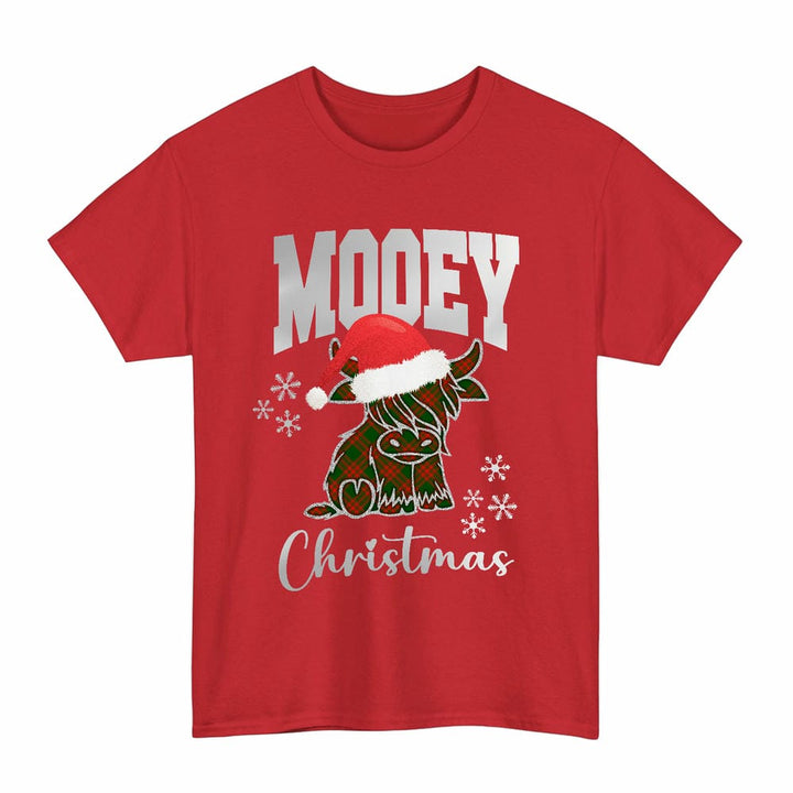 Scottish Menzies Green Modern Clan Tartan T-Shirt - Mooey Christmas Tartan Plaid Red Color