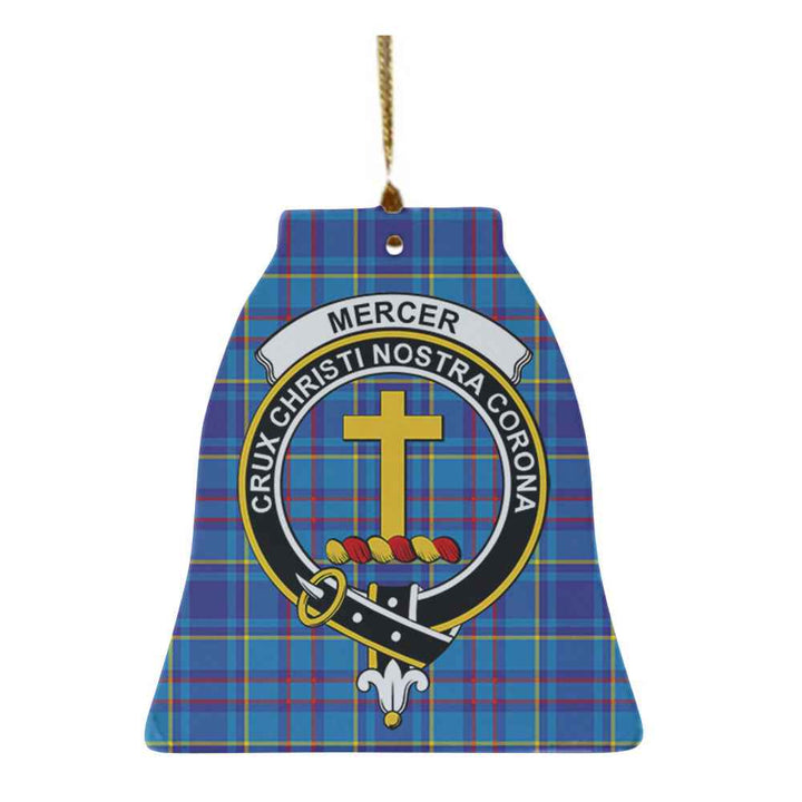 Scottish Mercer Clan Crest Tartan Ceramic Ornament Bell Shape Tartan Plaid