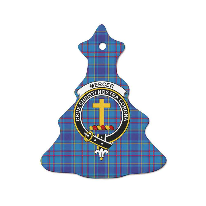 Scottish Mercer Clan Crest Tartan Ceramic Ornament Tree Shape Tartan Plaid