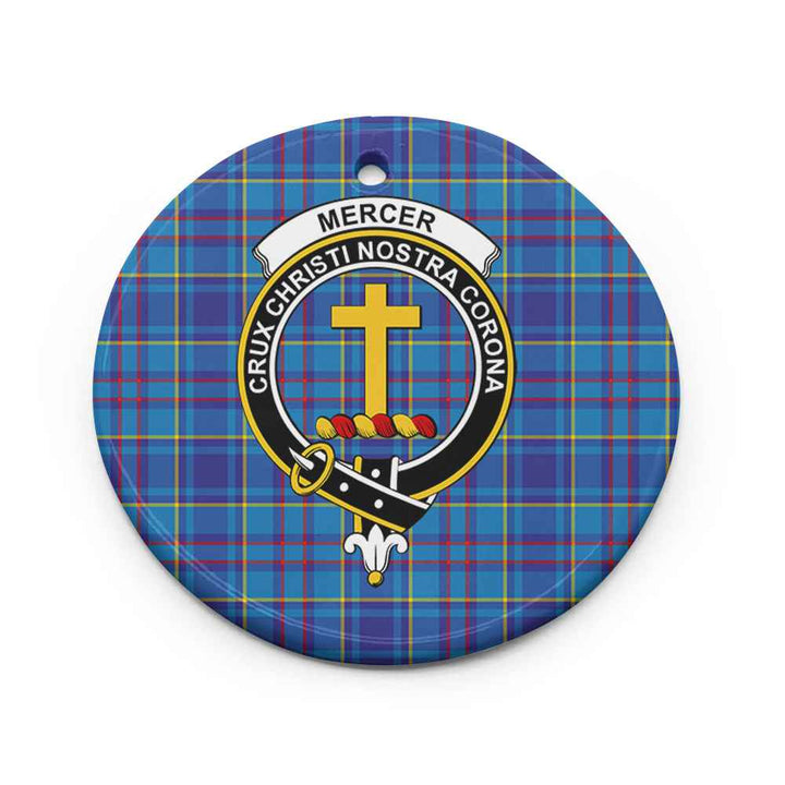 Scottish Mercer Clan Crest Tartan Ceramic Ornament Circle Shape Tartan Plaid