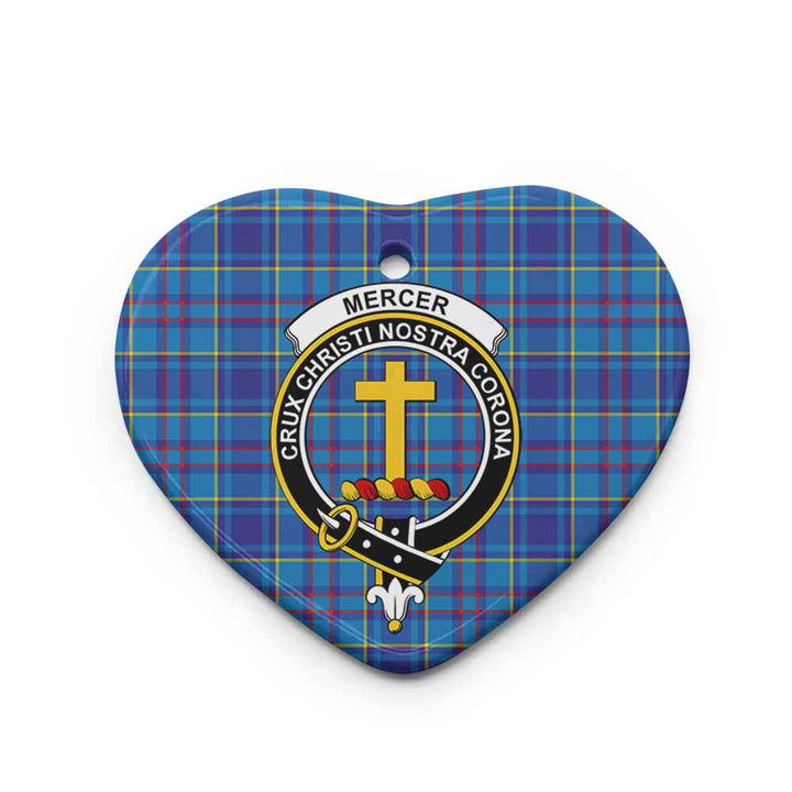 Scottish Mercer Clan Crest Tartan Ceramic Ornament Heart Shape Tartan Plaid