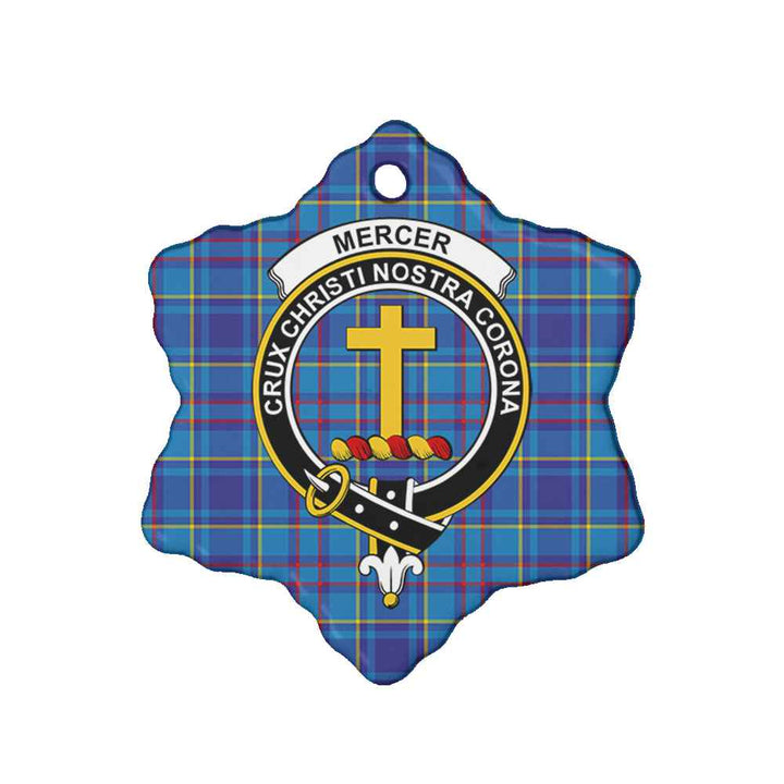 Scottish Mercer Clan Crest Tartan Ceramic Ornament Snow Flake Shape Tartan Plaid