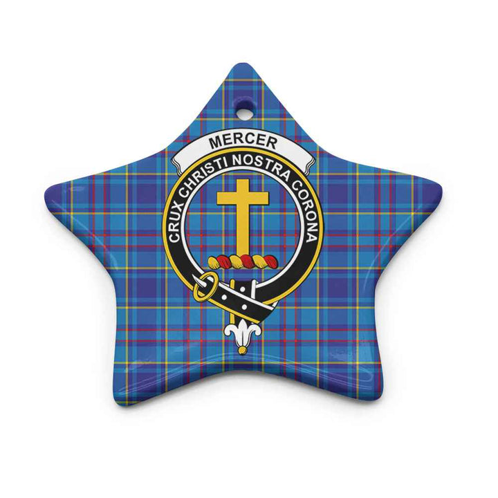 Scottish Mercer Clan Crest Tartan Ceramic Ornament Star Shape Tartan Plaid