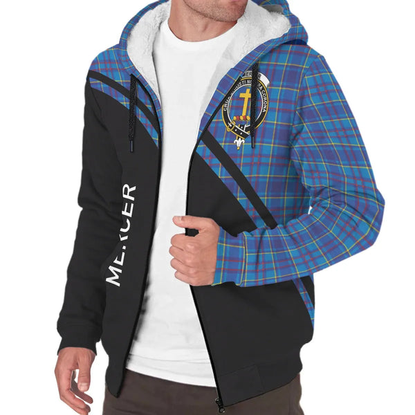 Scottish Mercer Clan Crest Tartan Curve Sherpa Hoodie