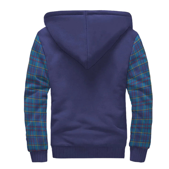 Scottish Mercer Clan Crest Tartan Plaid Sleeve Sherpa Hoodie