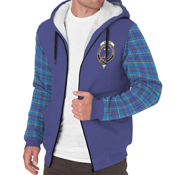Scottish Mercer Clan Crest Tartan Plaid Sleeve Sherpa Hoodie