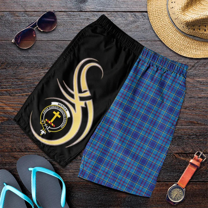 Scottish Mercer Modern Clan Crest Tartan Believe in Me Men's Shorts