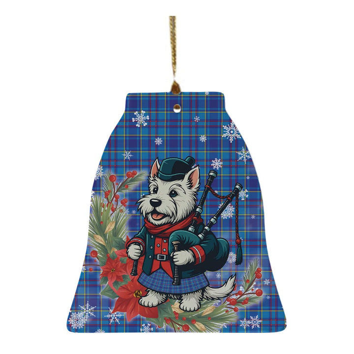 Scottish Mercer Modern Clan Tartan Ceramic Ornament Cute Scottish Terrier Dog Bell Style Tartan Plaid