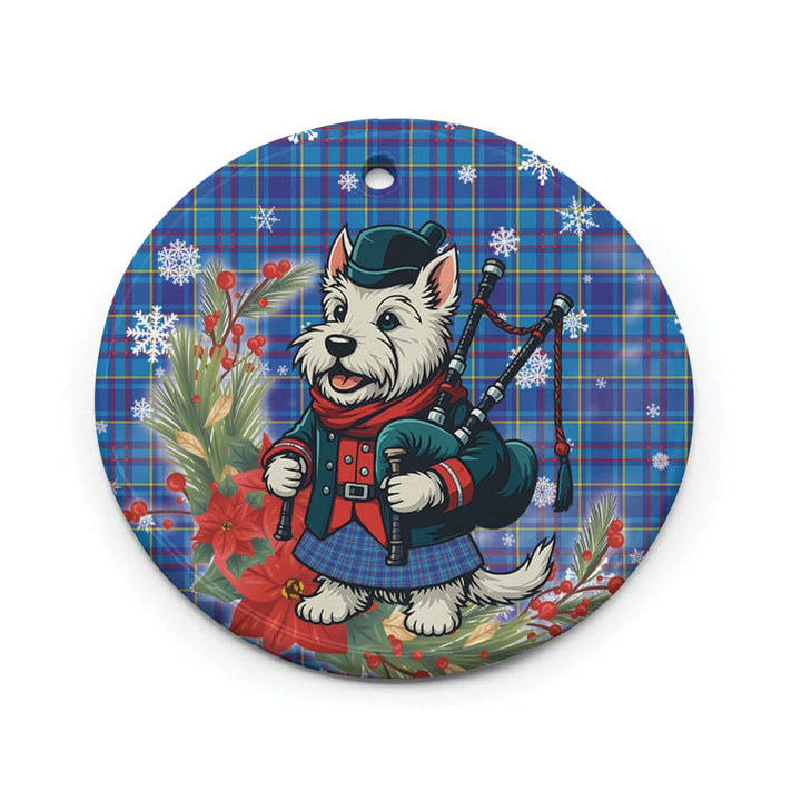 Scottish Mercer Modern Clan Tartan Ceramic Ornament Cute Scottish Terrier Dog Circle Style Tartan Plaid