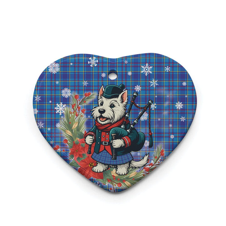 Scottish Mercer Modern Clan Tartan Ceramic Ornament Cute Scottish Terrier Dog Heart Style Tartan Plaid