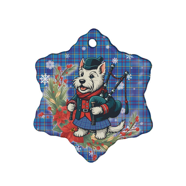 Scottish Mercer Modern Clan Tartan Ceramic Ornament Cute Scottish Terrier Dog Snow Flake Style Tartan Plaid