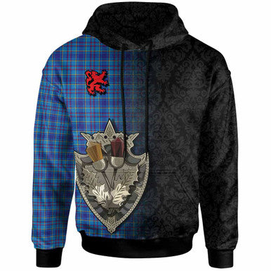 Scottish Mercer Modern Clan Tartan Hoodie - Half Thistle Flowers Celtic Design Front Side Tartan Plaid