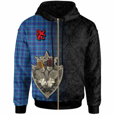 Scottish Mercer Modern Clan Tartan Hoodie - Half Thistle Flowers Celtic Design Zip-up Tartan Plaid