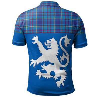 Scottish Mercer Modern Clan Tartan Polo Shirt - Lion Rampant of Scotland With Flag Back Side Tartan Plaid