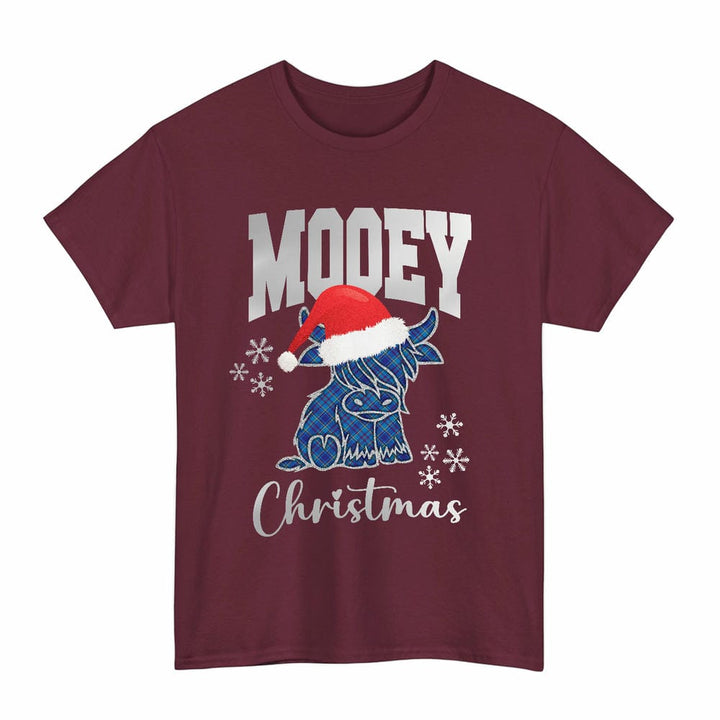 Scottish Mercer Modern Clan Tartan T-Shirt - Mooey Christmas Tartan Plaid Maroon Color