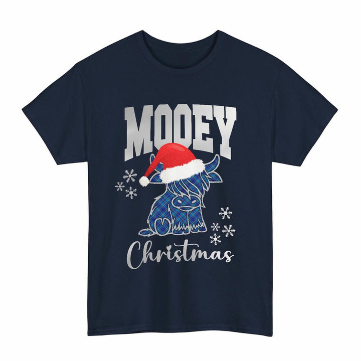 Scottish Mercer Modern Clan Tartan T-Shirt - Mooey Christmas Tartan Plaid Navy Color