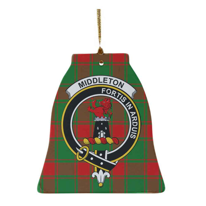 Scottish Middleton Clan Crest Tartan Ceramic Ornament Bell Shape Tartan Plaid