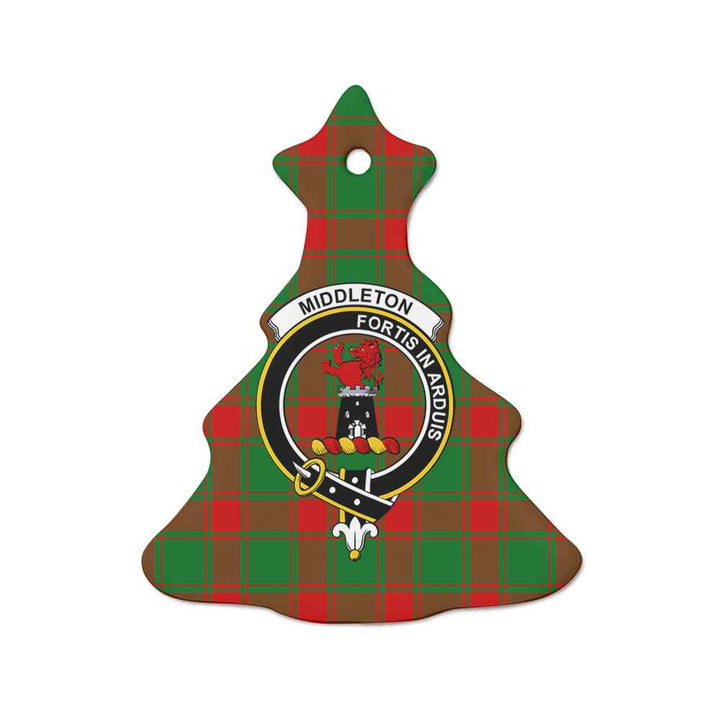 Scottish Middleton Clan Crest Tartan Ceramic Ornament Tree Shape Tartan Plaid