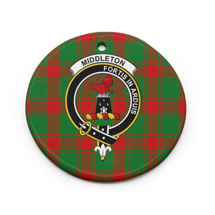 Scottish Middleton Clan Crest Tartan Ceramic Ornament Circle Shape Tartan Plaid