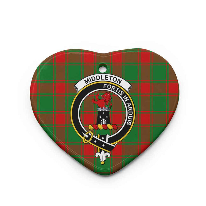 Scottish Middleton Clan Crest Tartan Ceramic Ornament Heart Shape Tartan Plaid