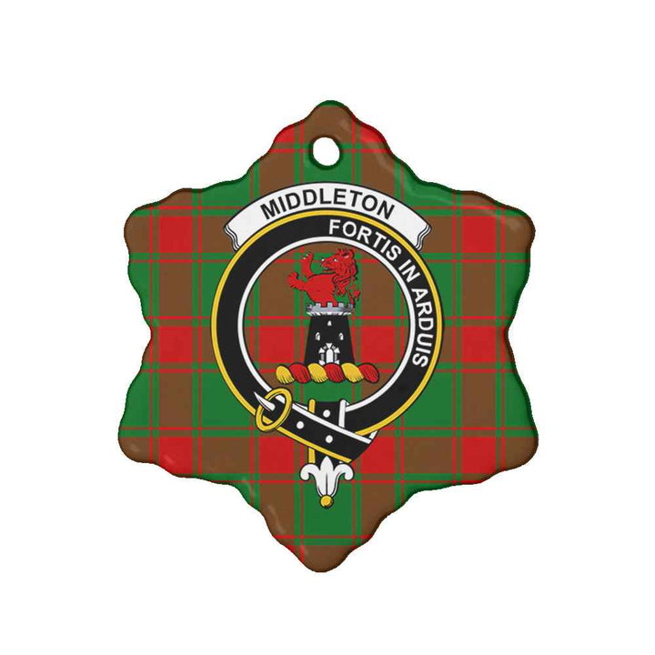 Scottish Middleton Clan Crest Tartan Ceramic Ornament Snow Flake Shape Tartan Plaid
