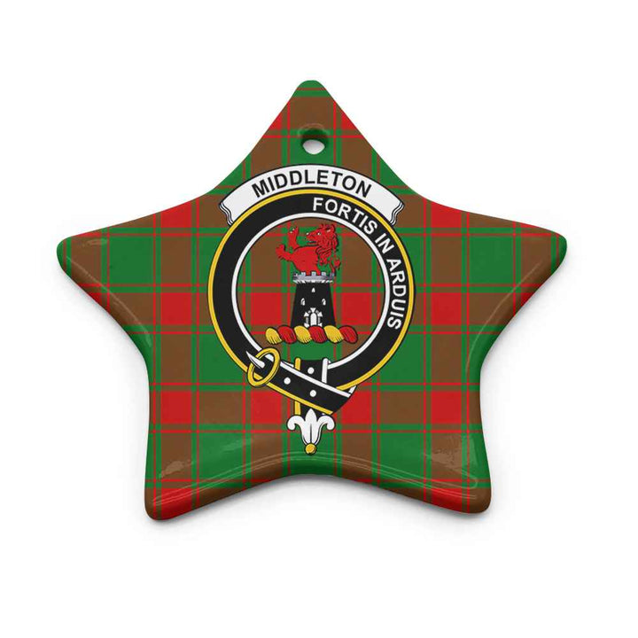 Scottish Middleton Clan Crest Tartan Ceramic Ornament Star Shape Tartan Plaid