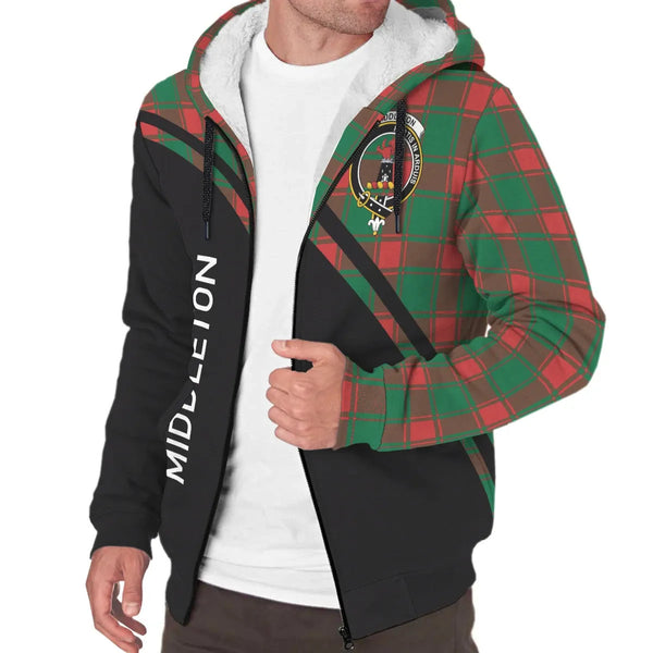 Scottish Middleton Clan Crest Tartan Curve Sherpa Hoodie