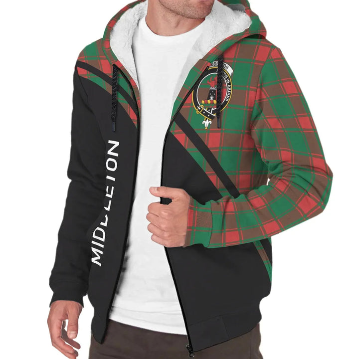 Scottish Middleton Clan Crest Tartan Curve Sherpa Hoodie